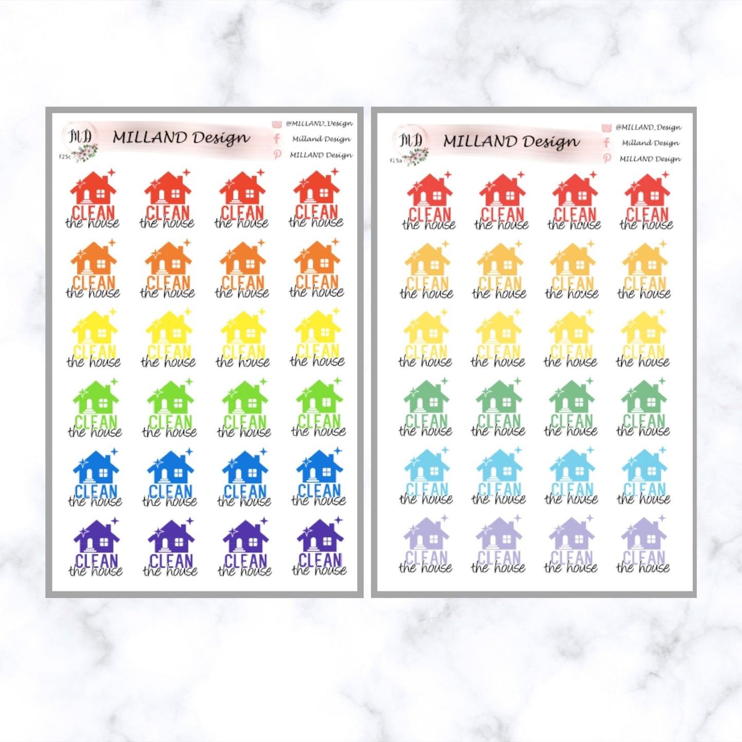 House to clean colourful functional planner sticker