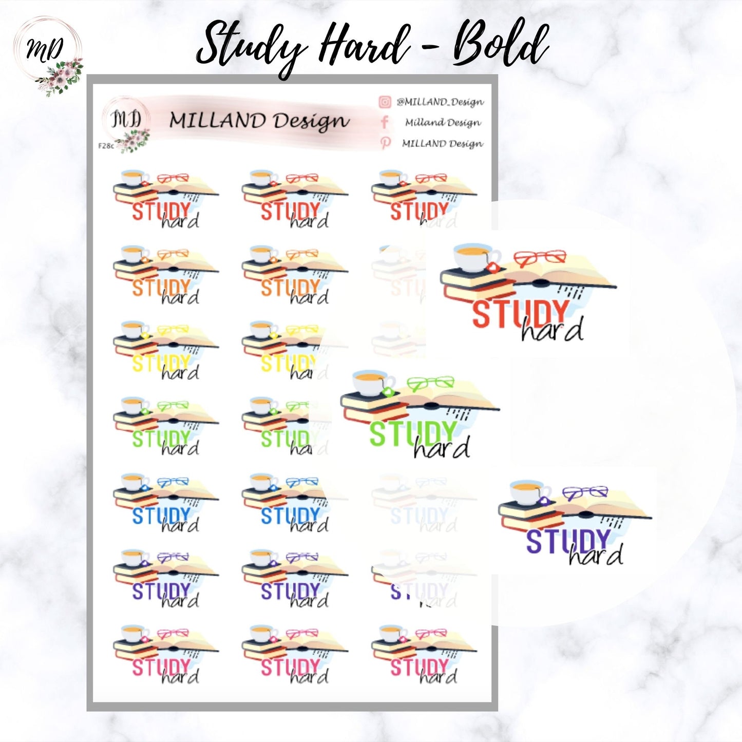 Study Hard Functional Stickers