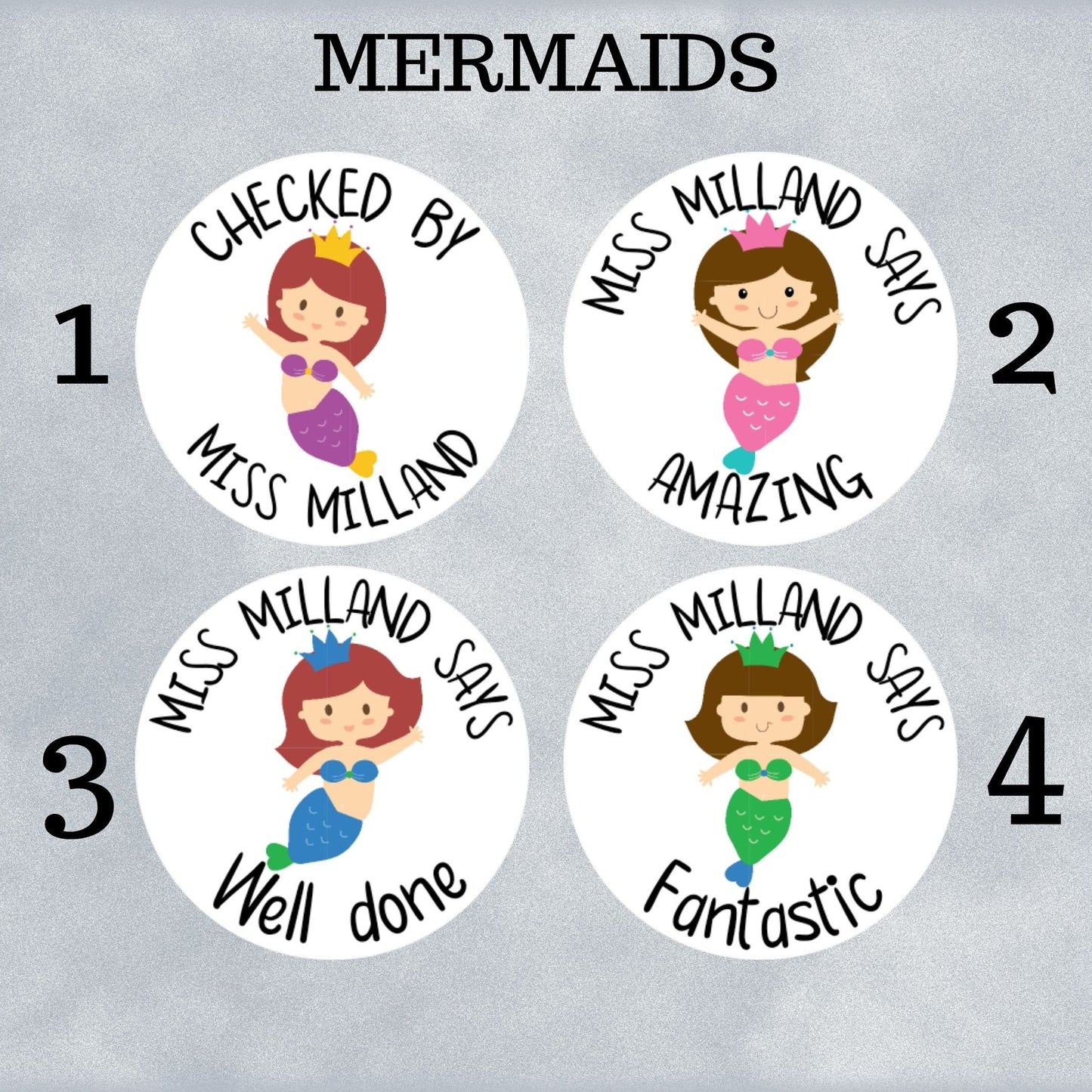 Mermaids Custom Personalised Teaching Stickers