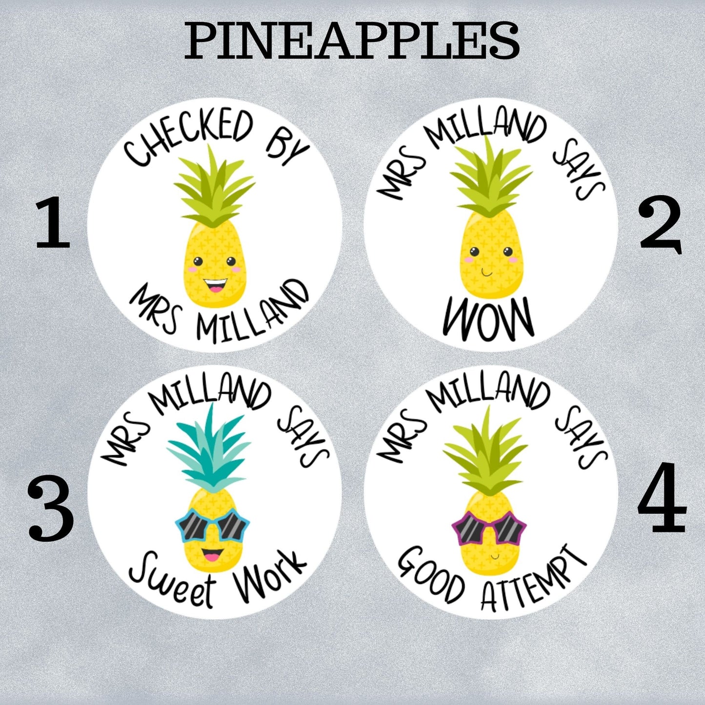 Pineapple Custom Personalised Teaching Stickers