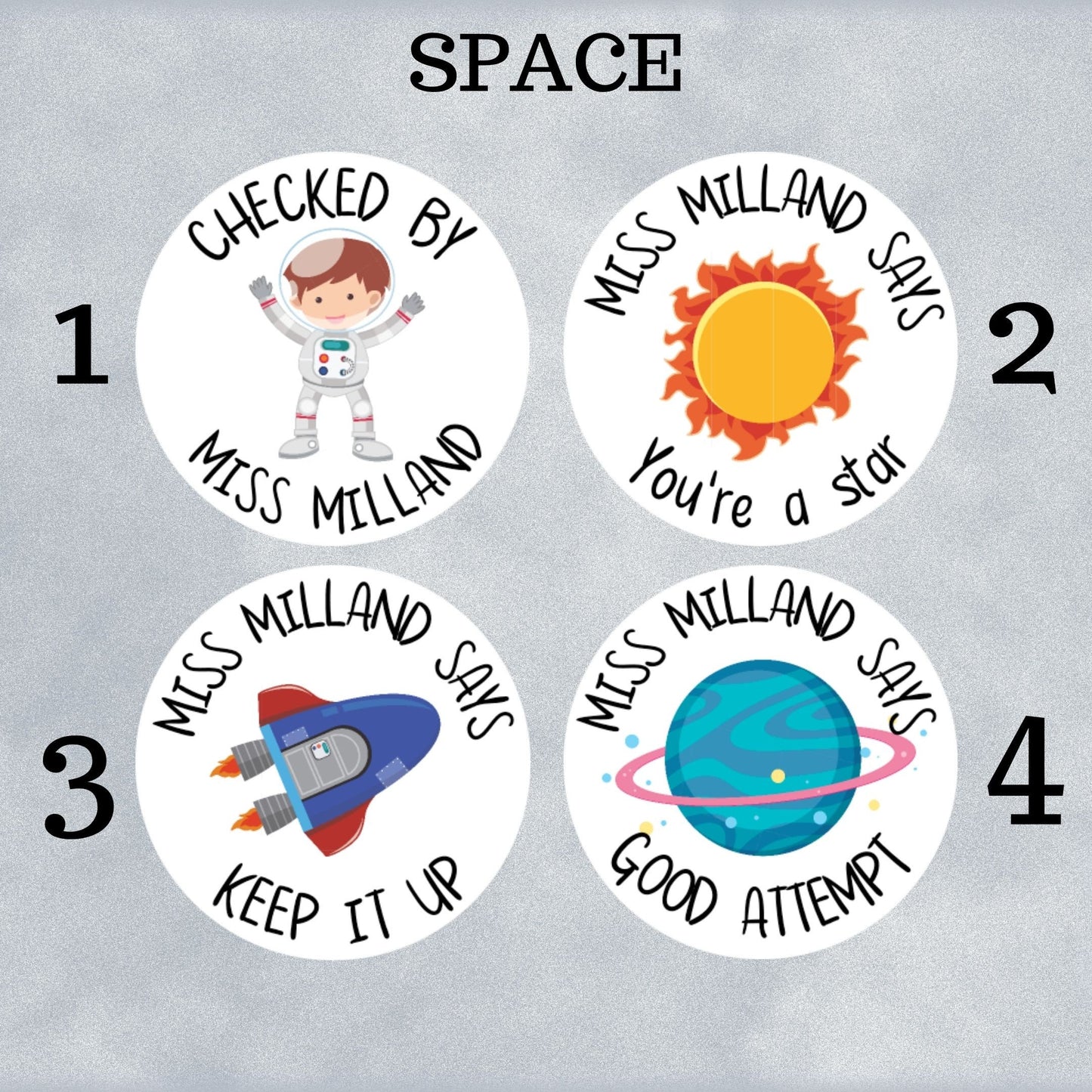 Space Custom Personalised Teaching Stickers