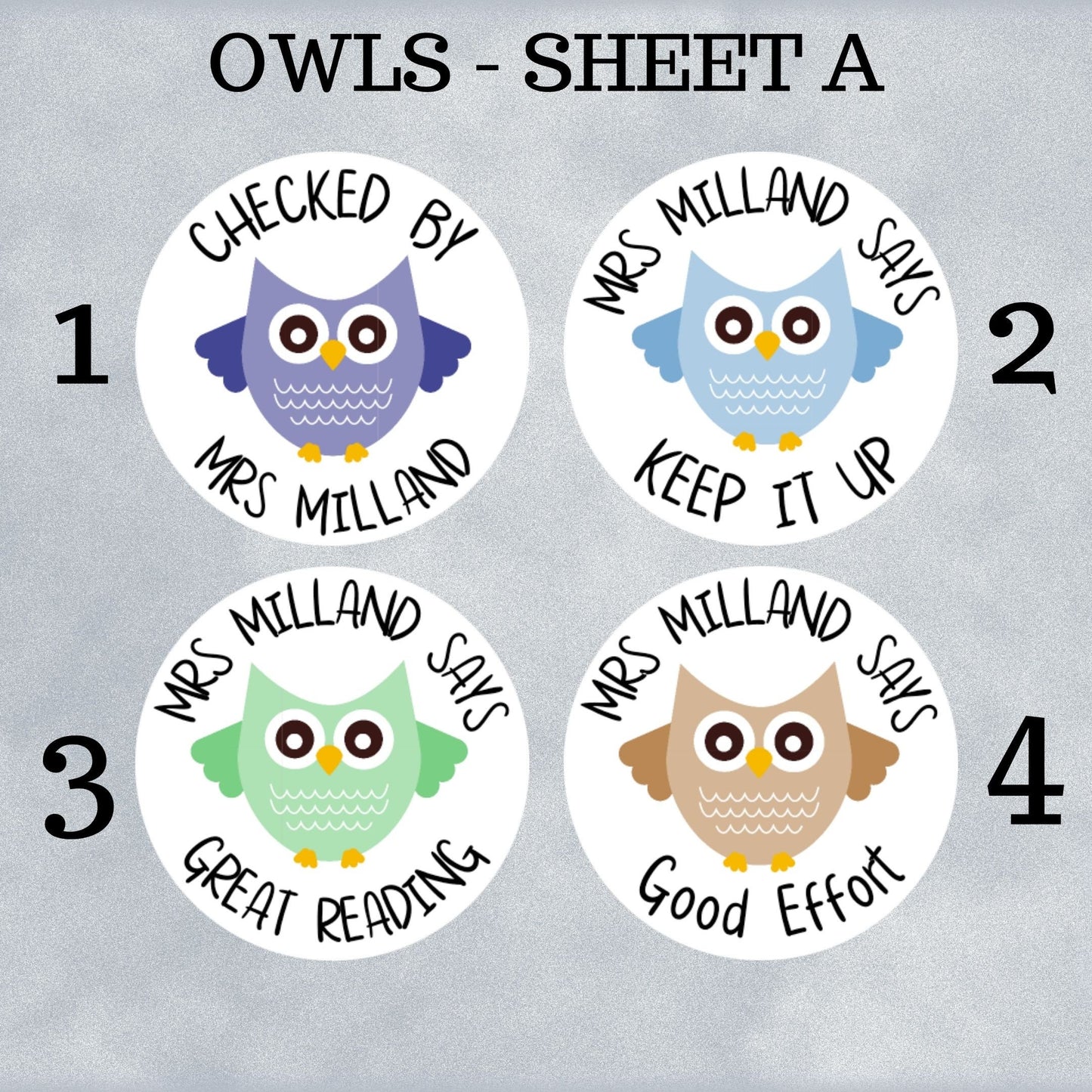 Owl Custom Personalised Teaching Stickers