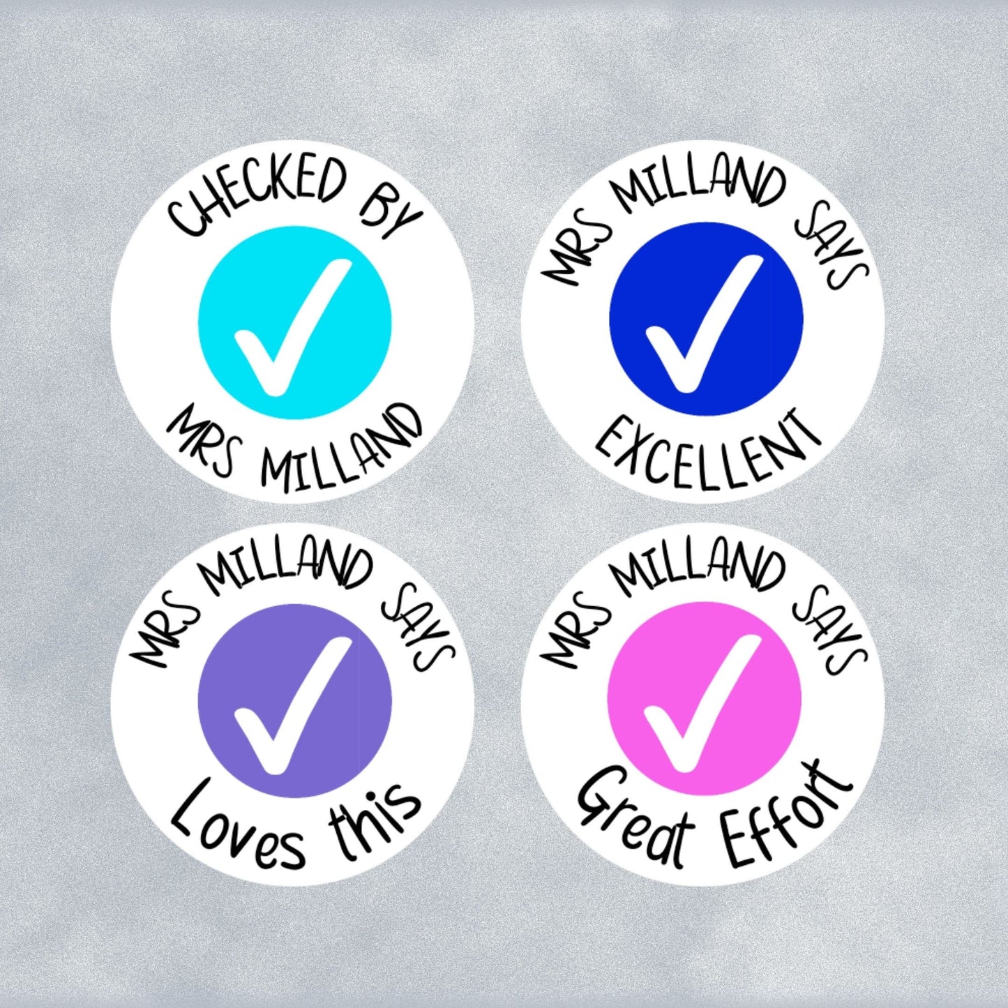 Coloured Ticks Custom Personalised Teaching Stickers