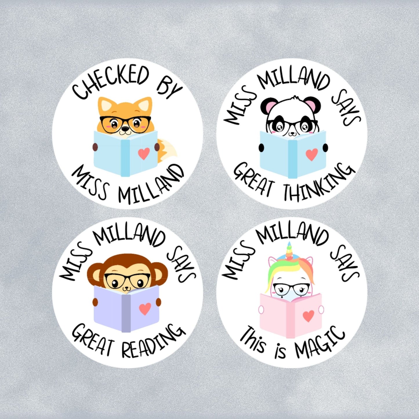 Reading Animals Custom Personalised Stickers