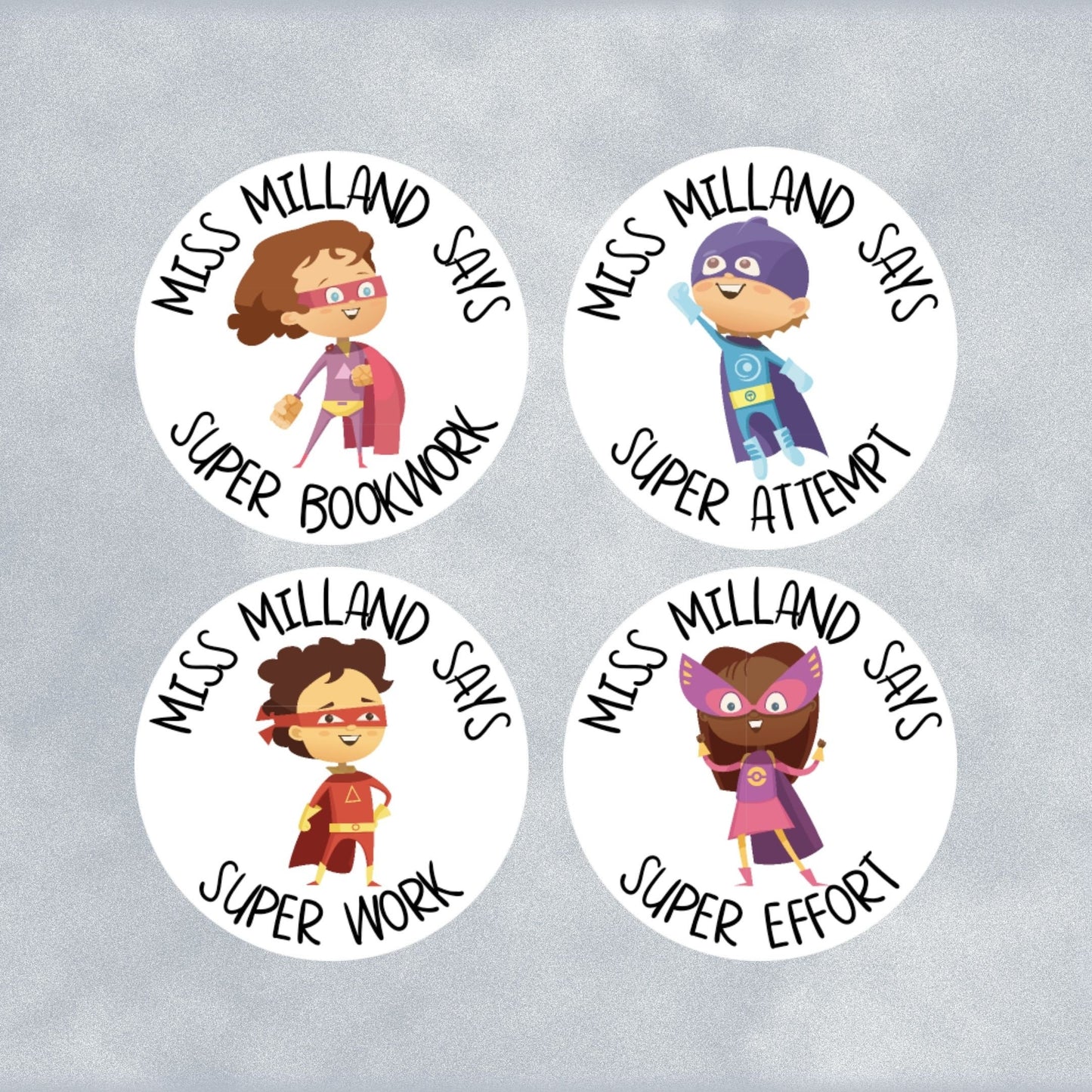 Super Heroes Custom Personalised Teaching Stickers