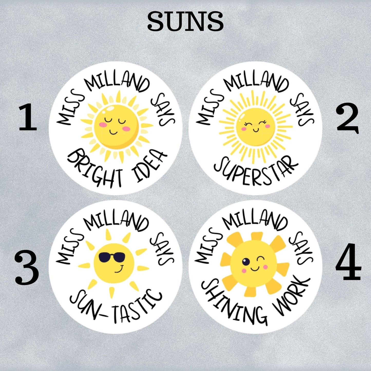 Sun Custom Personalised Teaching Stickers