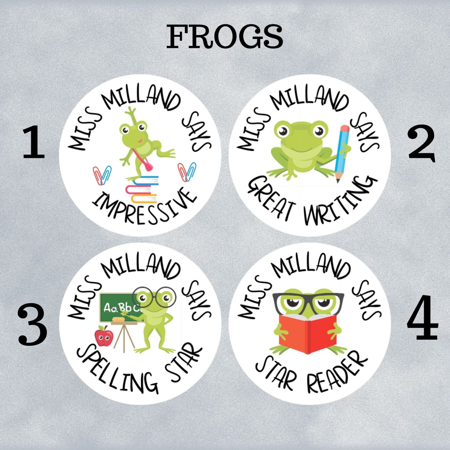 Reading and Spelling Frog Custom Personalised Teaching Stickers
