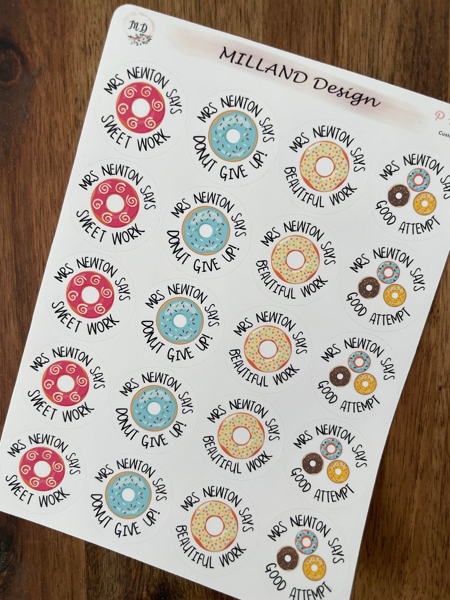 Donut Custom Personalised Teaching Stickers