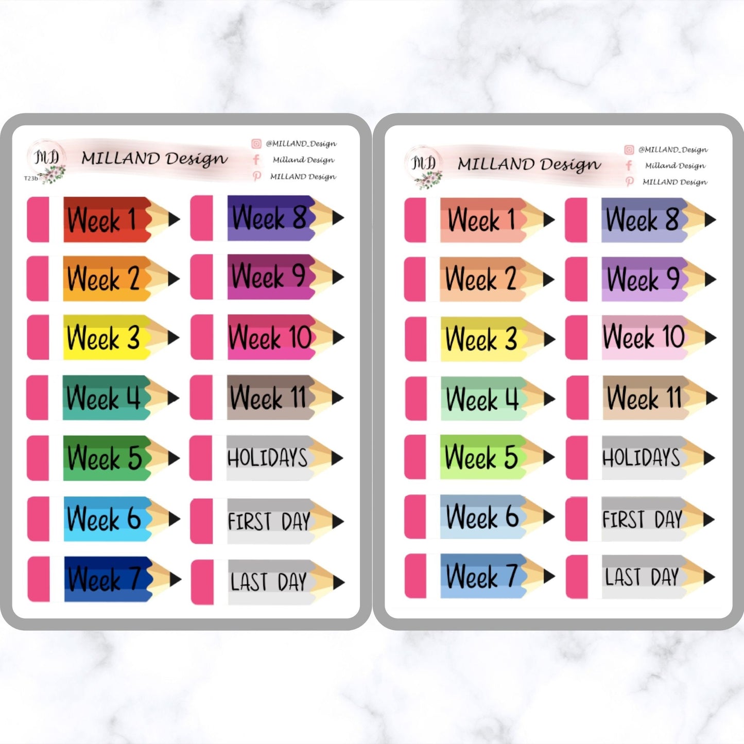 School Term Weeks Pencil Stickers