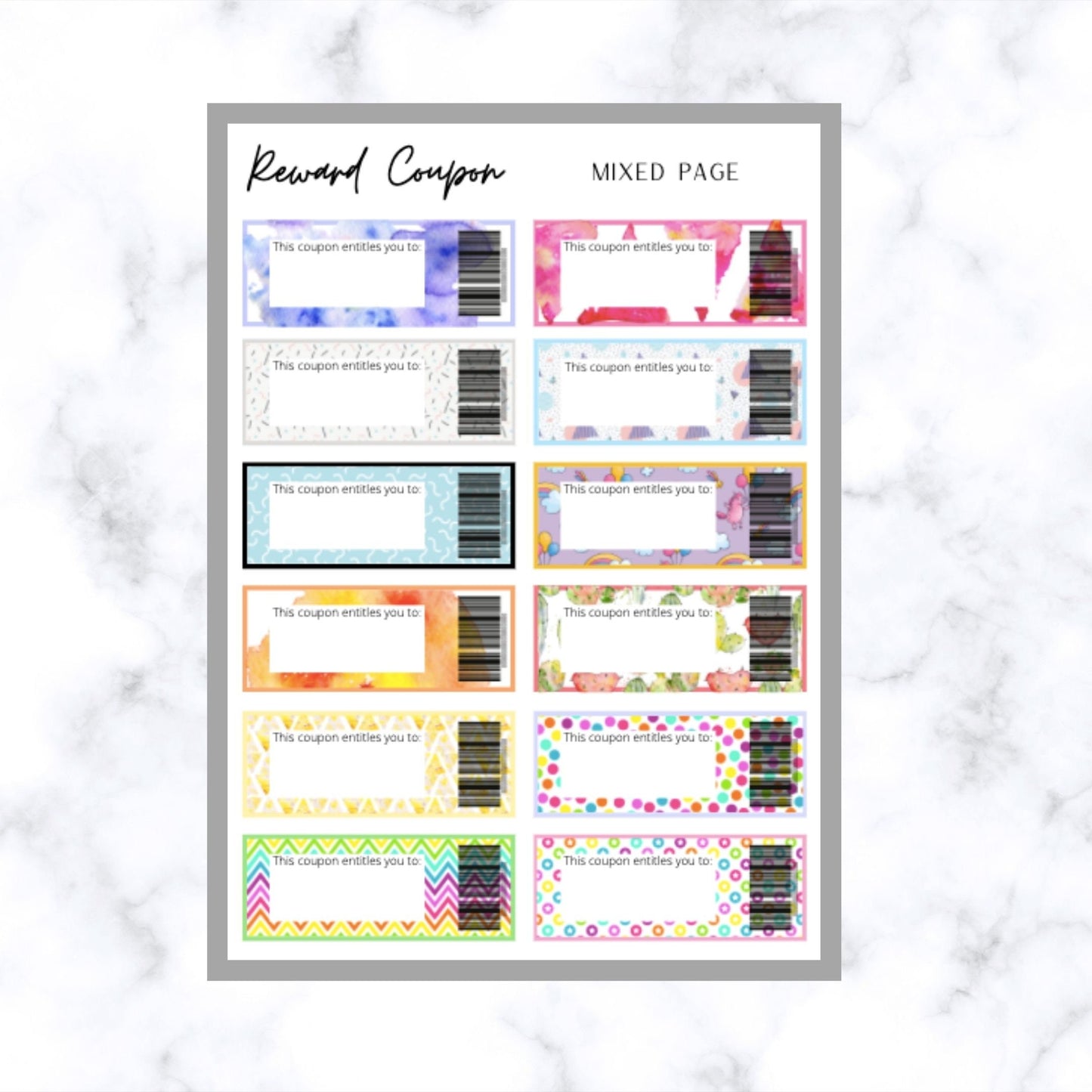 Printable digital download Student and class reward and award coupon |