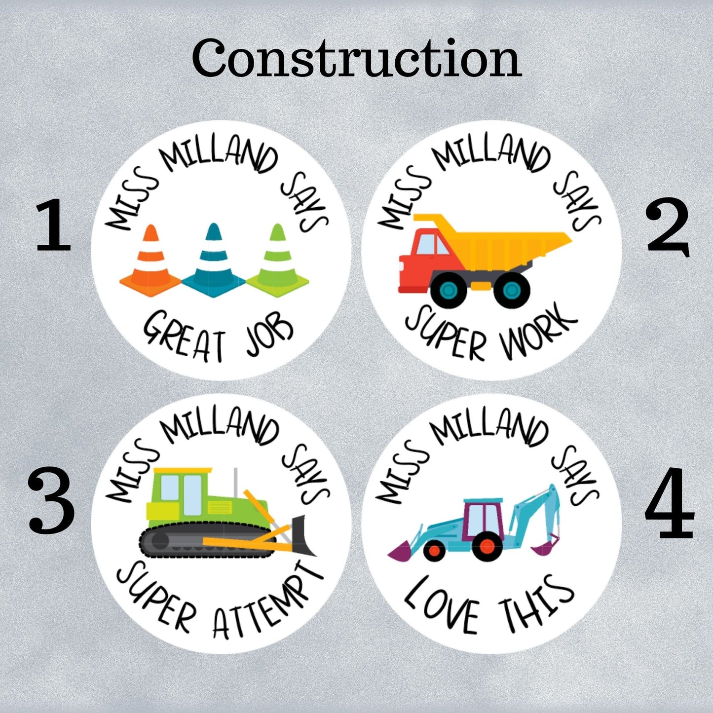 Construction Custom Personalised Teaching Stickers