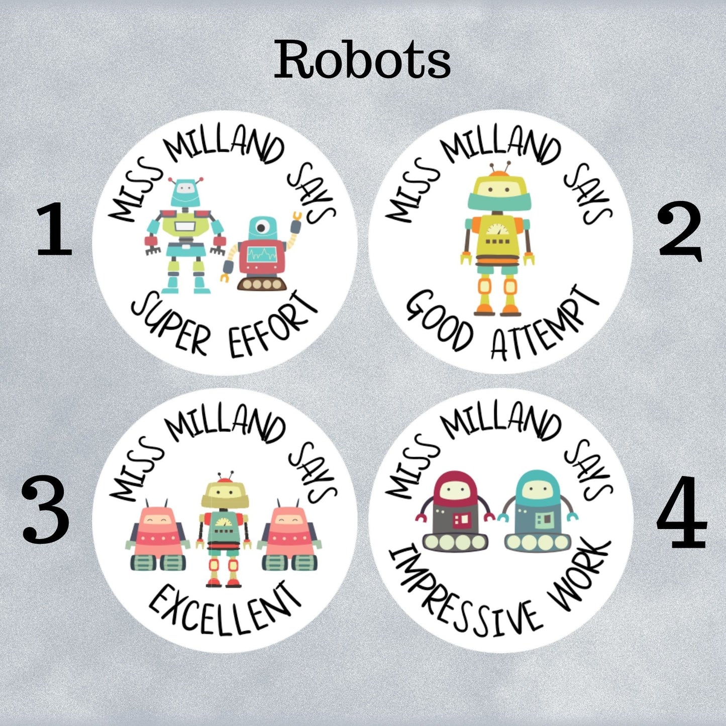 Robot Custom Personalised Teaching Stickers