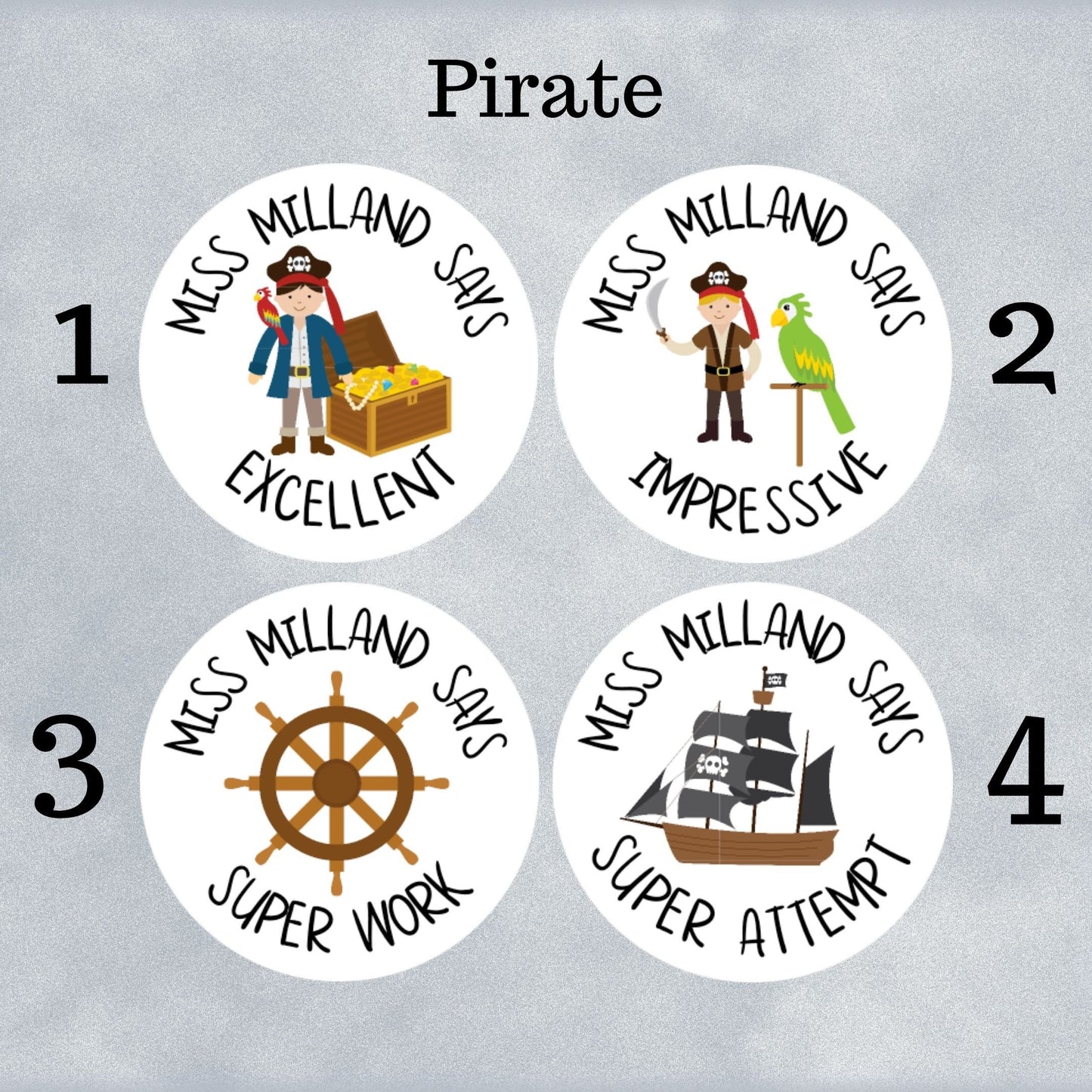Pirate Custom Personalised Teaching Stickers