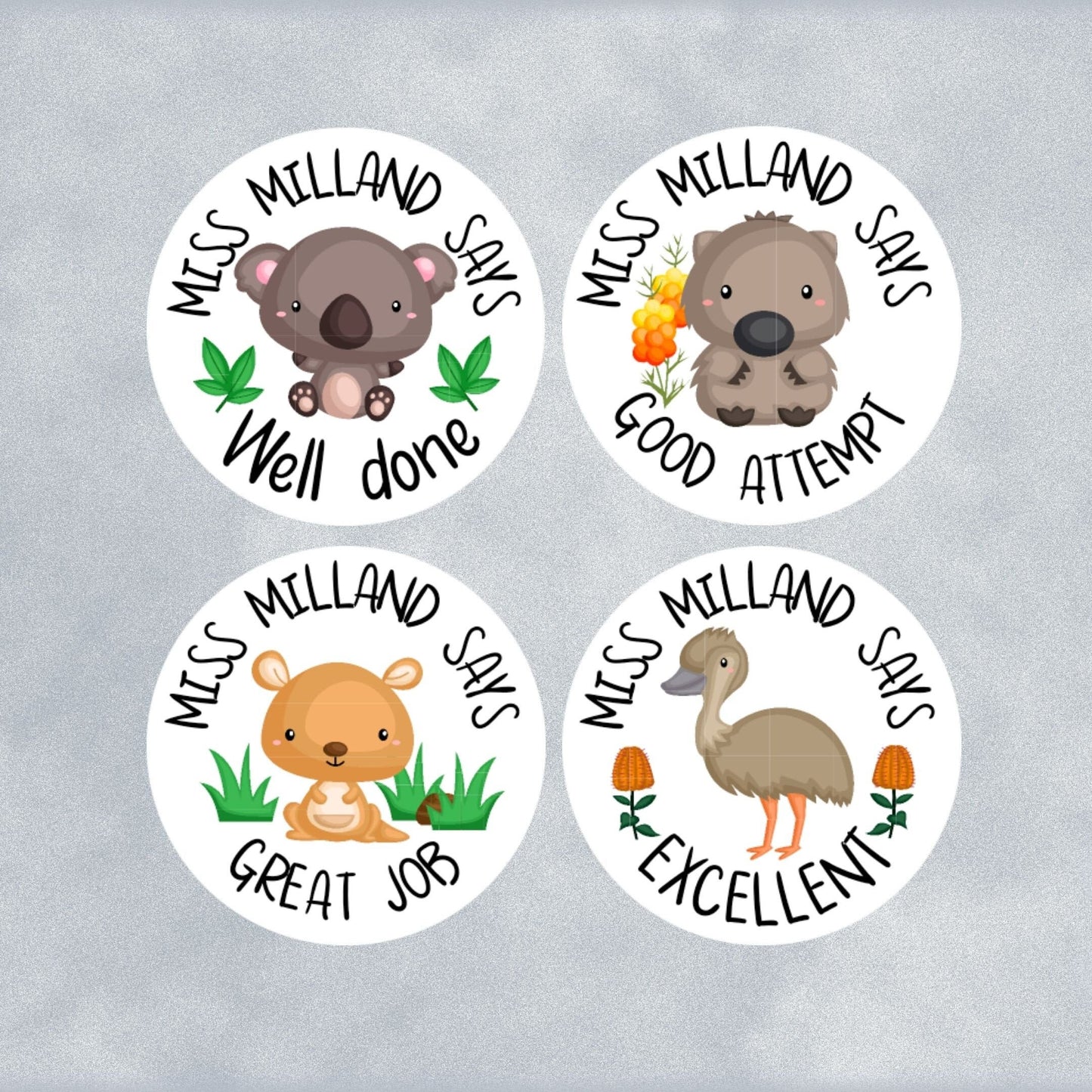 Australian Animals Custom Personalised Teaching Stickers