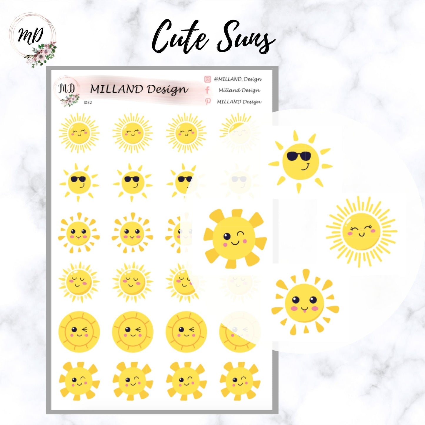 Cute Suns Decorative Sticker