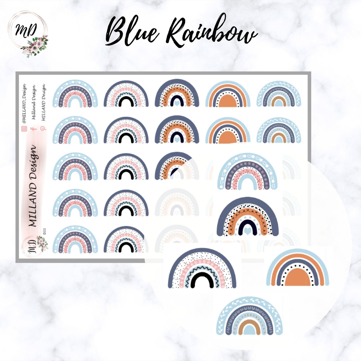 Blue Rainbow Decorative Sticker