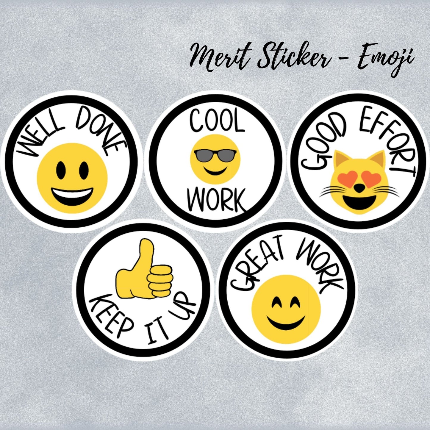 Emoji Digital Merit Sticker, Instant Digital Download