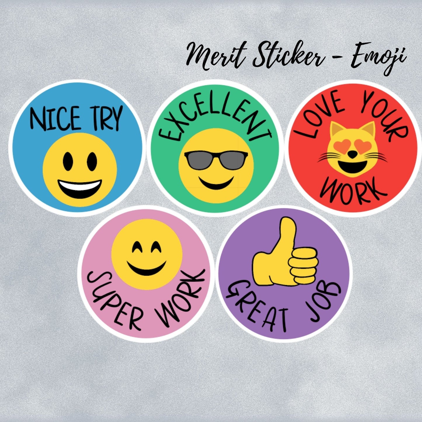 Emoji Digital Merit Sticker, Instant Digital Download