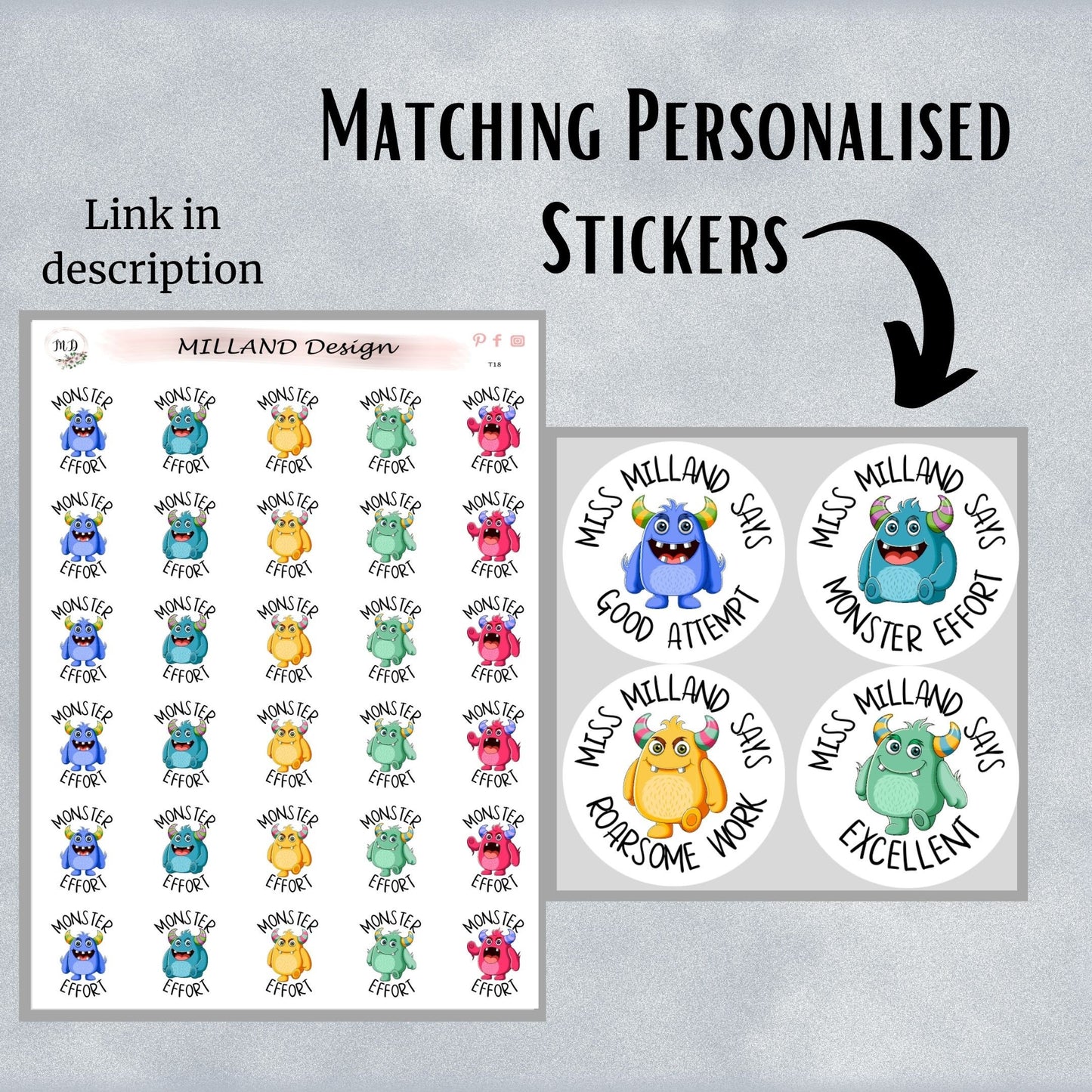 Monster General Merit Stickers