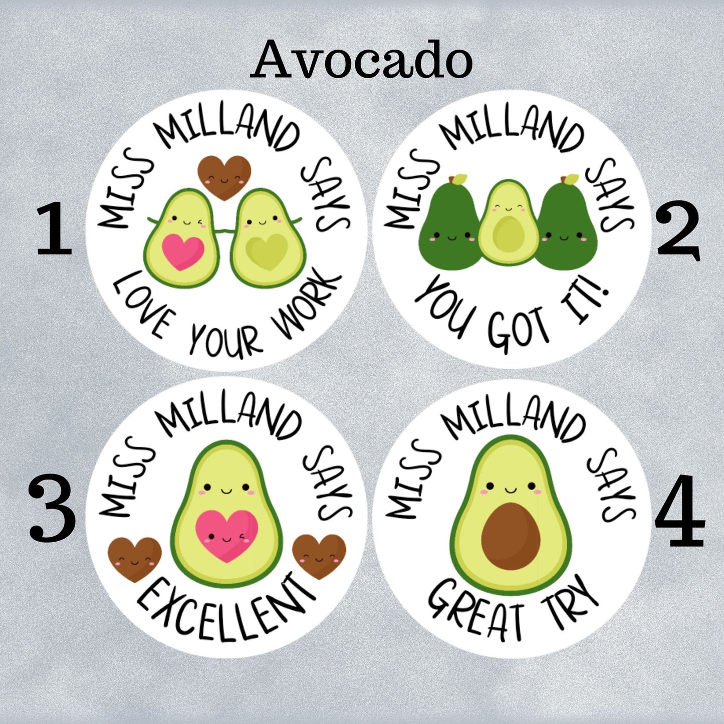 Avocado Custom Personalised Teacher Stickers