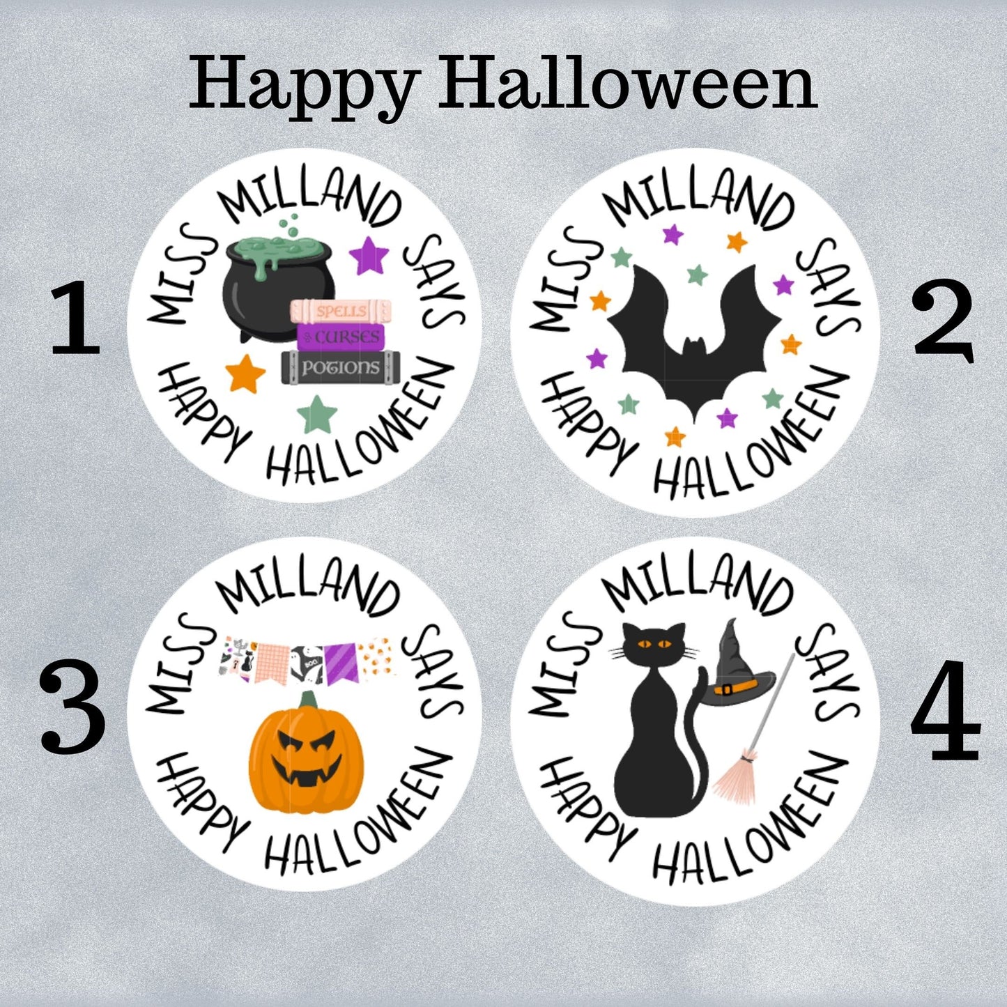 Halloween Custom Personalised Teacher Stickers
