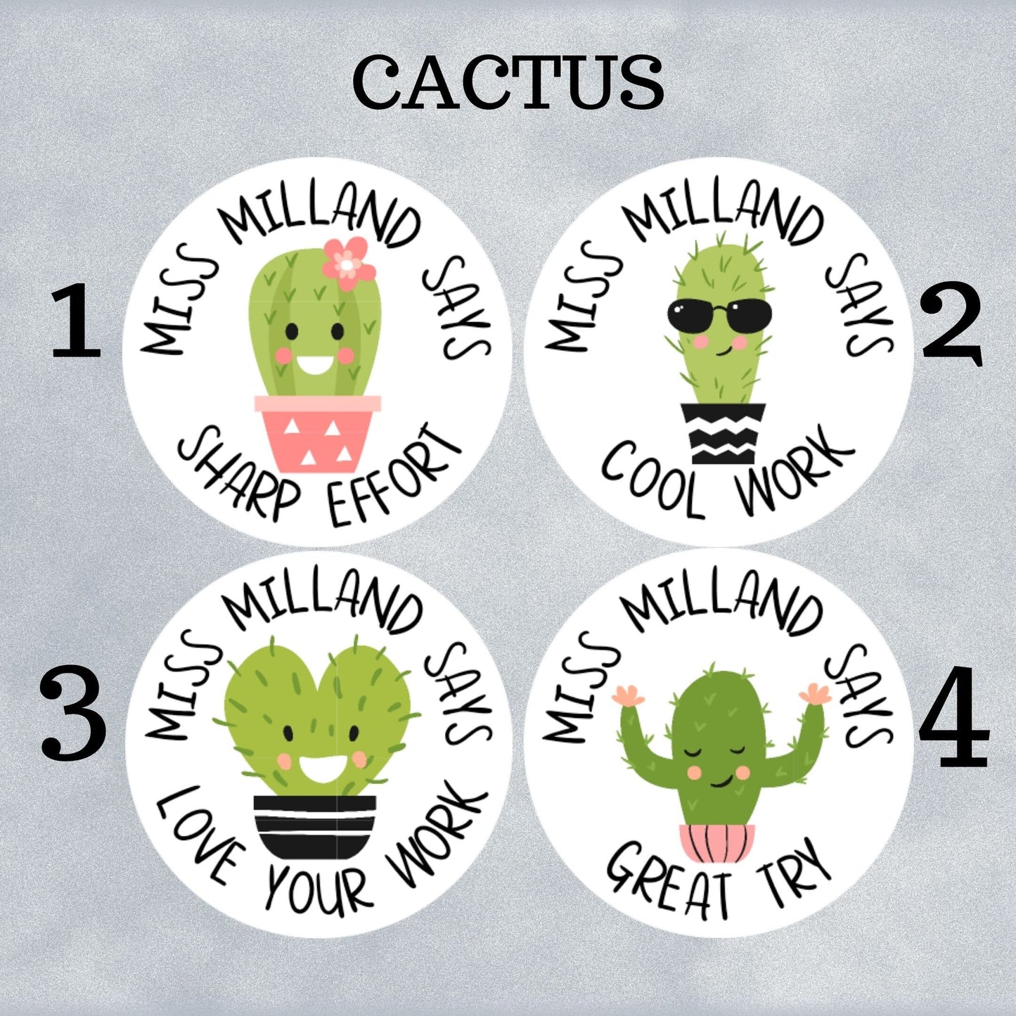 Cactus Custom Personalised Teacher Stickers