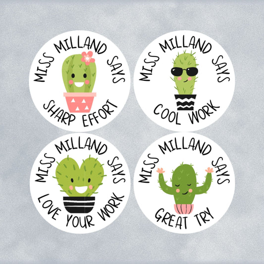 Cactus Custom Personalised Teacher Stickers