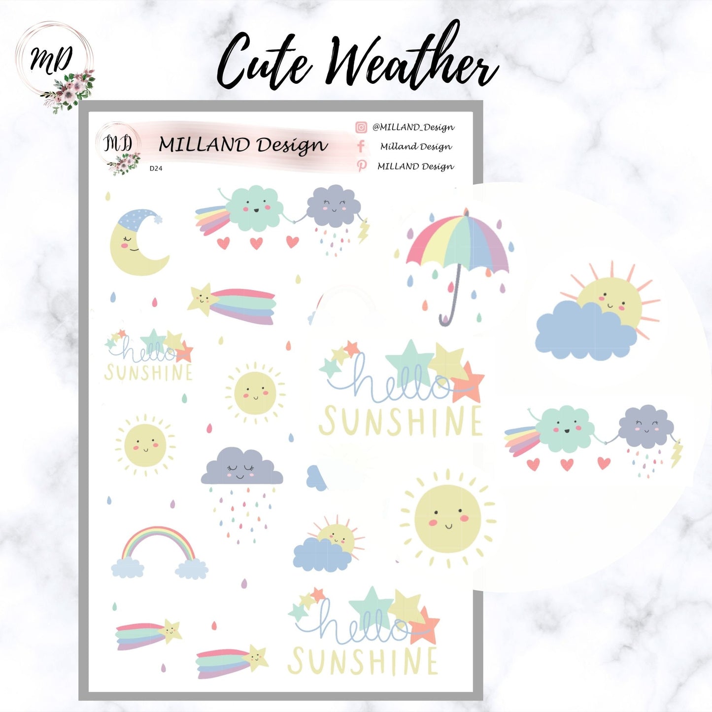 Cute Weather Decorative Sticker