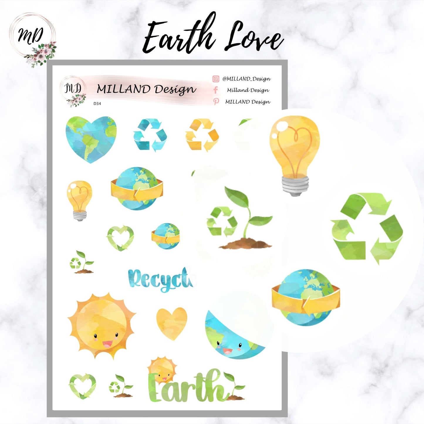 Earth Love Decorative Sticker