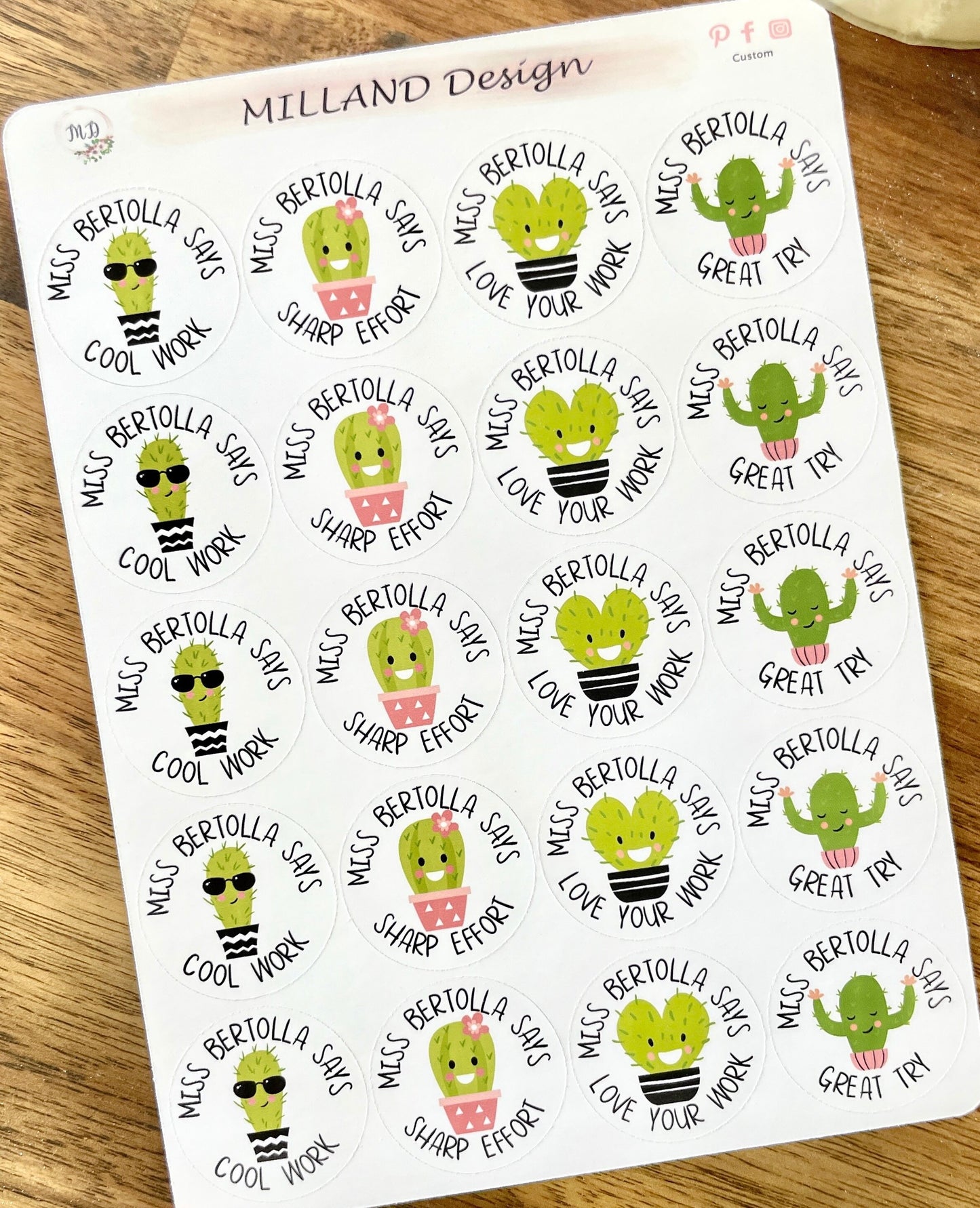 Cactus Custom Personalised Teacher Stickers