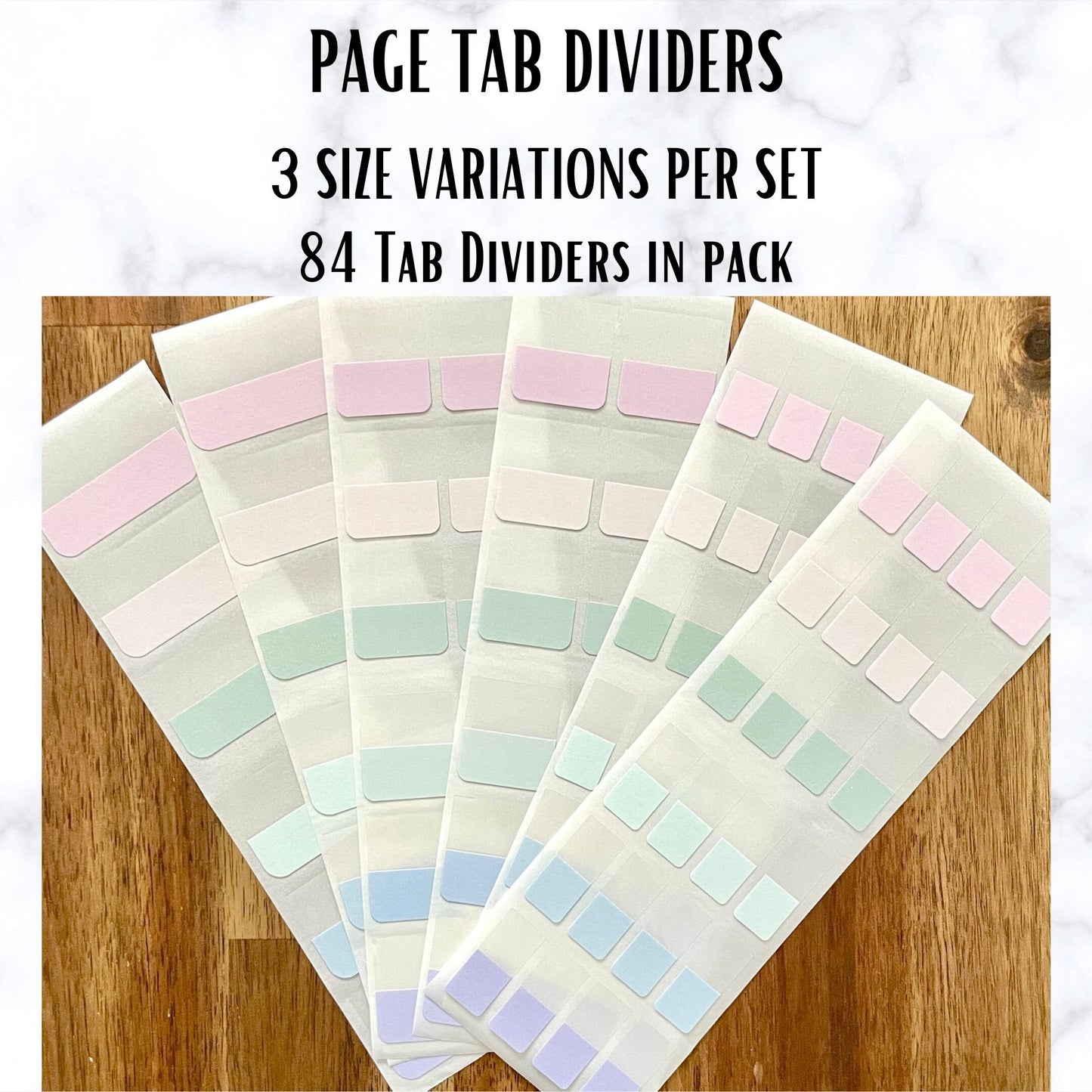Planner and Journal Page Tab Dividers in various colours and sizes