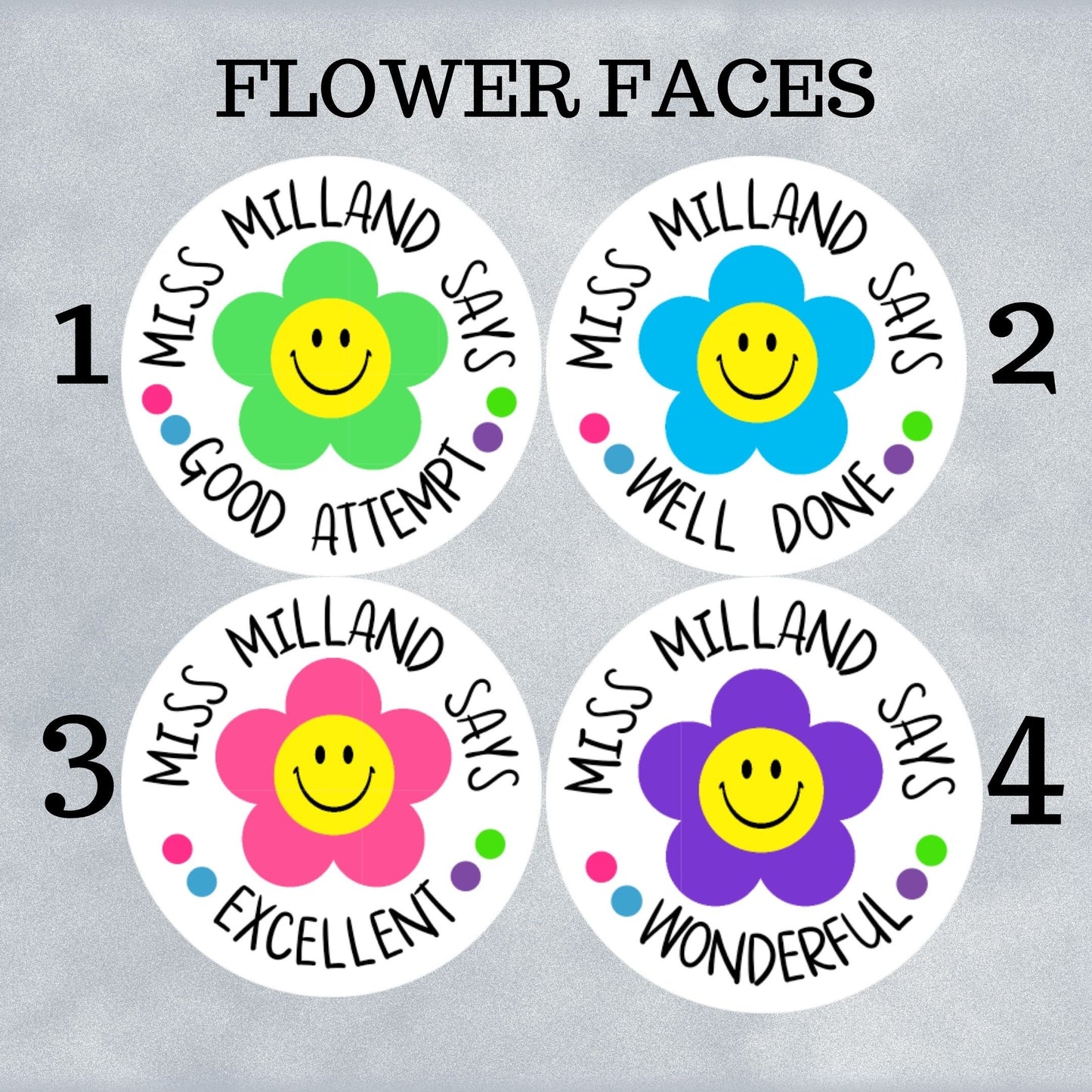 Flower Faces Custom Personalised Teacher Stickers