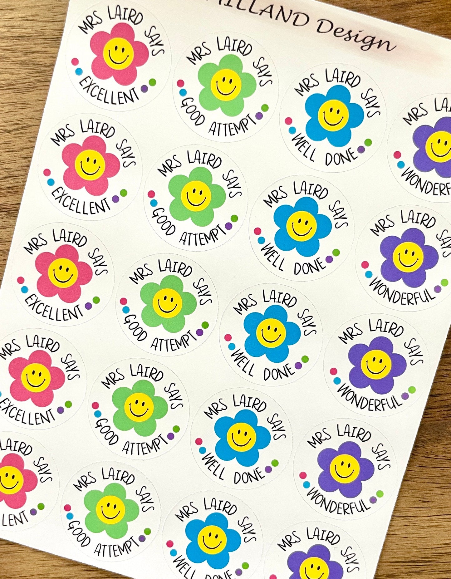 Flower Faces Custom Personalised Teacher Stickers